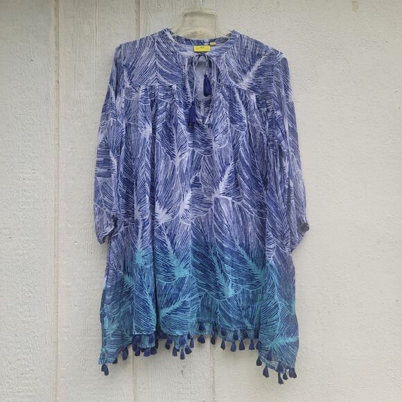 Roberta Roller Rabbit Serafina Tassled Tunic Size M Beachy Boho Coastal - Picture 1 of 5